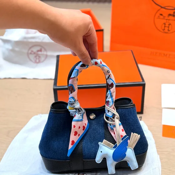 Hermes Garden Party أزرق Tote Bag