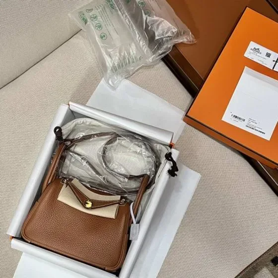Hermes Mini Lindy Gold Crossbody