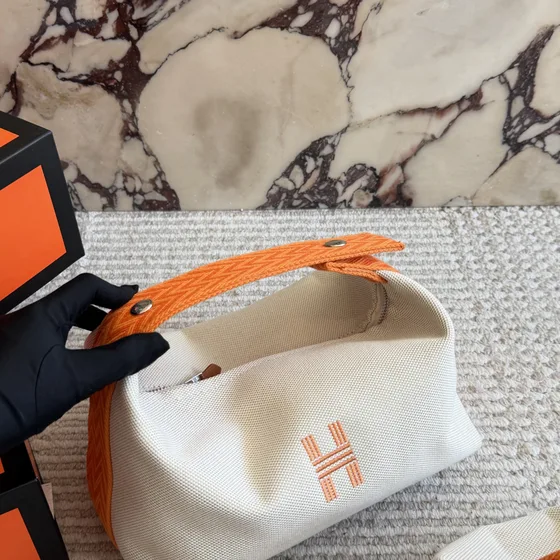 Hermes Bride-A-Brac Pouch White Orange Pouch