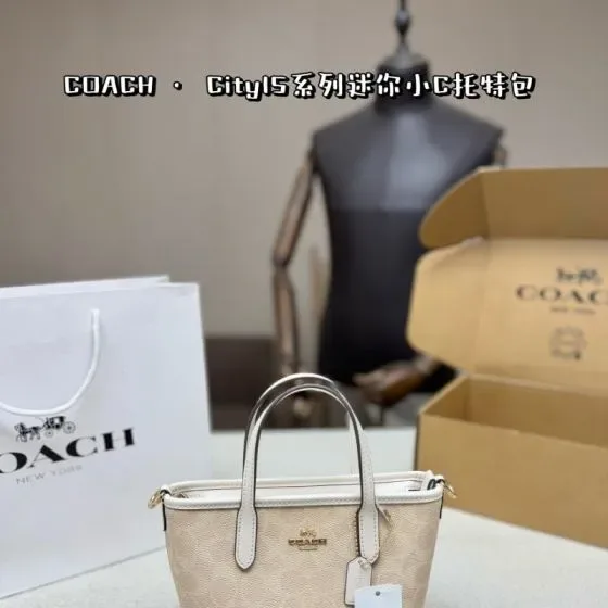 Coach City 15 Mini Tote Bag Beige Tote Bag
