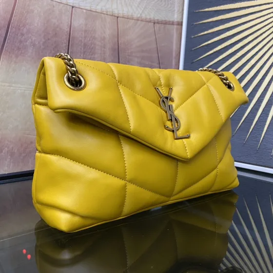 YSL Loulou Puffer Yellow Shoulder Bag