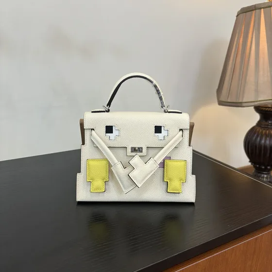Hermes Kelly Doll Picto Trắng Top Handle
