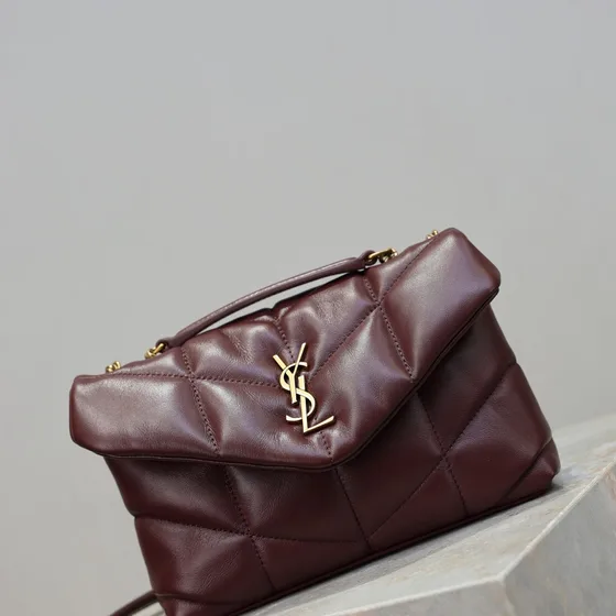 YSL Loulou Puffer Burgundy Crossbody
