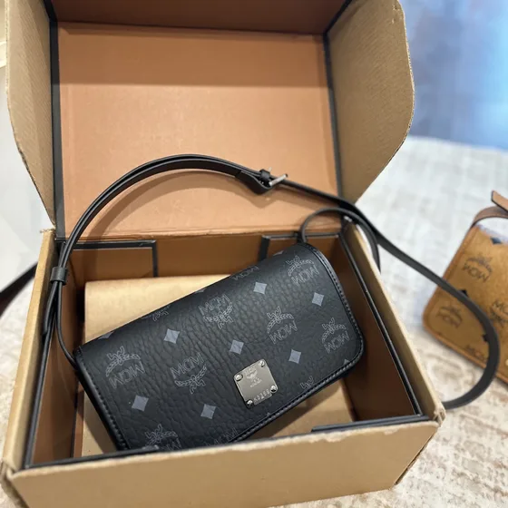 MCM Aren Visetos Crossbody Wallet Black Crossbody