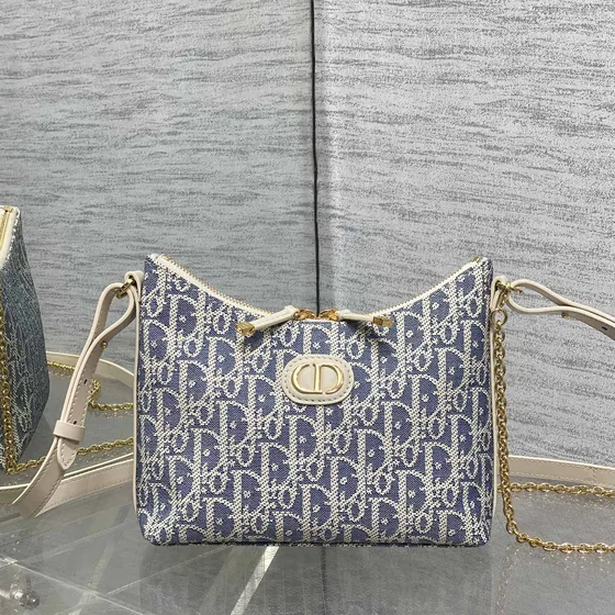 Dior Diorstar Hobo Bag With Chain Blå Hobo