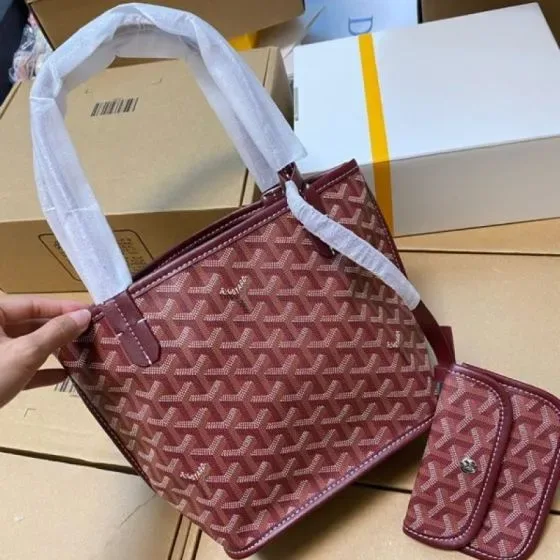 Goyard Anjou Mini Burgundy Tote Bag
