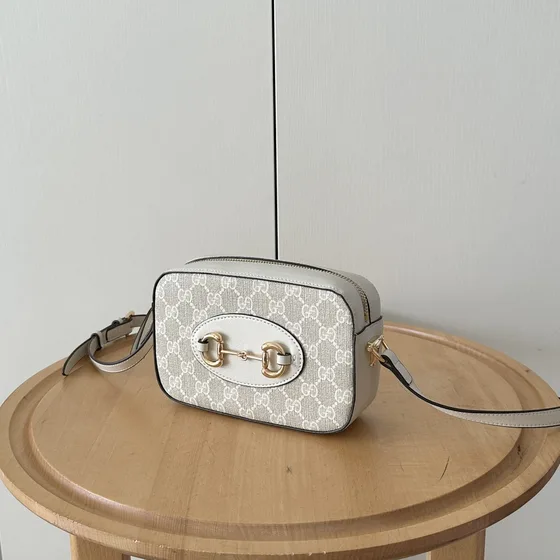 Gucci Horsebit 1955 Gg Supreme Small Camera Bag 760196 Beige And White 20 13 6cm Crossbody
