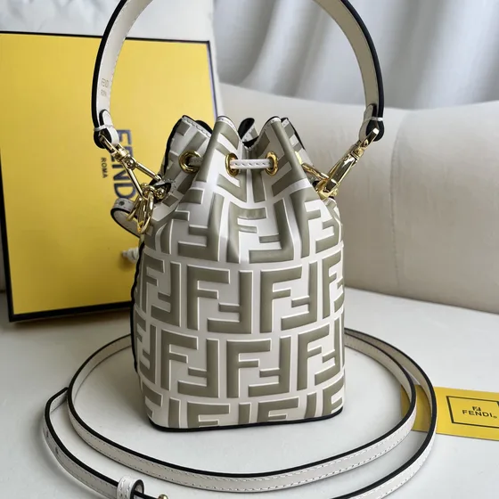 Fendi Mon Tresor Mini Bucket Bag White Crossbody