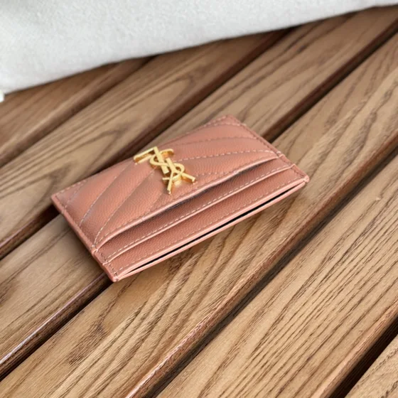 YSL Cassandre Matelassé Card Holder Rosa Card Holder