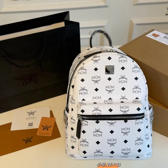 MCM Stark Visetos Backpack สีดำ Backpack
