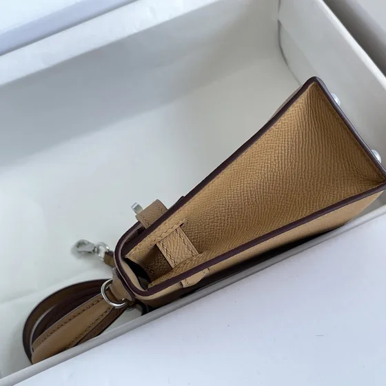 Hermes Mini Kelly Beige Tophåndtag
