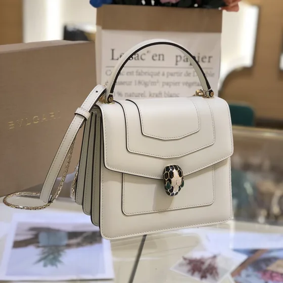 Bvlgari Serpenti Forever Top Handle Trắng Top Handle