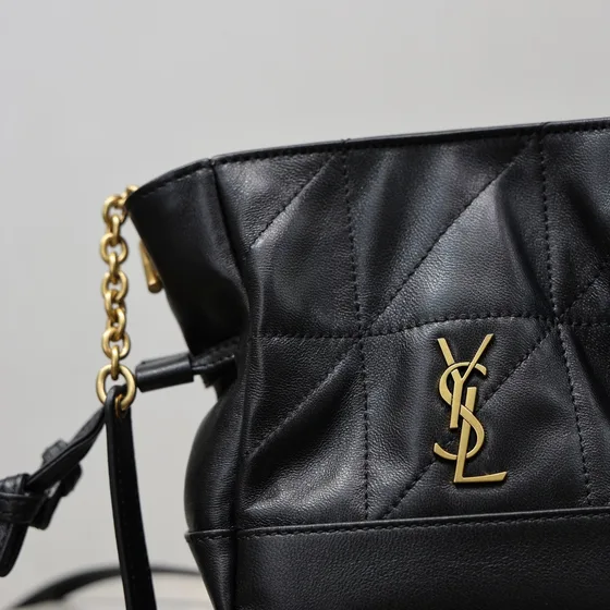 YSL Jamie Mini Drawstring Bolso cubo Negro Crossbody