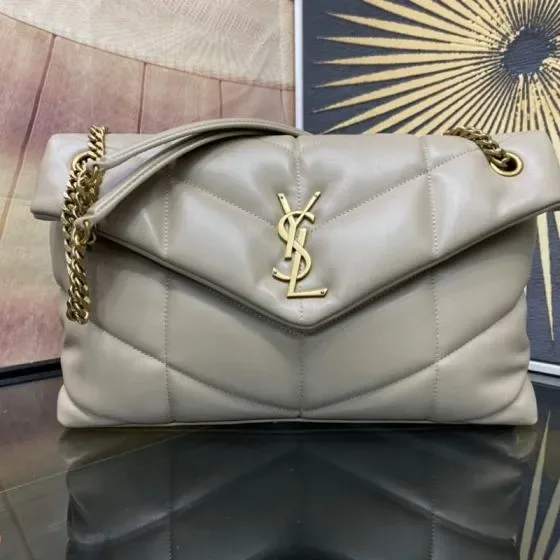 YSL Loulou Puffer Beige Shoulder Bag