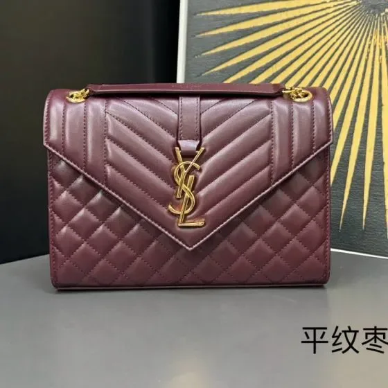 YSL Envelope Bag Burgundy Shoulder Bag