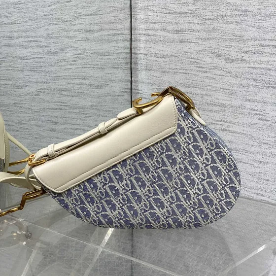 Dior Saddle Bag Blauw Wit Schoudertas