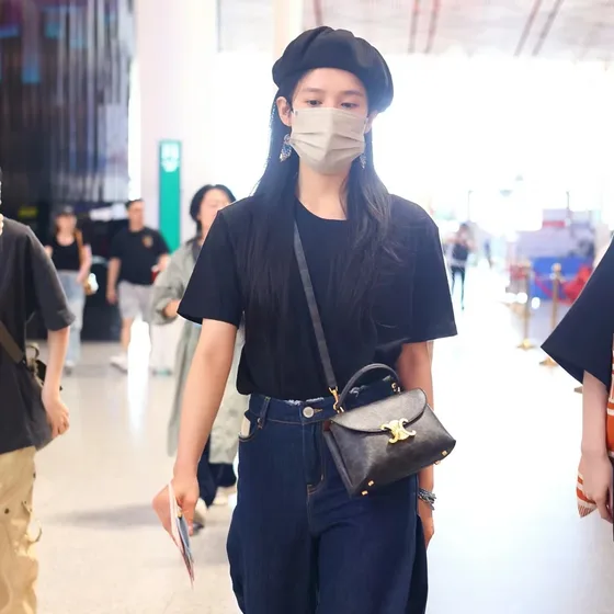 Celine Triomphe Black Top Handle