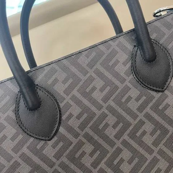 Fendi Briefcase Hitam Gray Zucca with Kuning stripe business