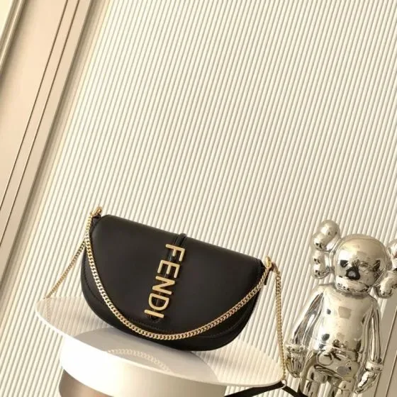 Fendi Fendigraphy Mini Chain Bag Black Crossbody