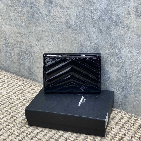 YSL Cassandre Matelass Card Holder Black Card Holder