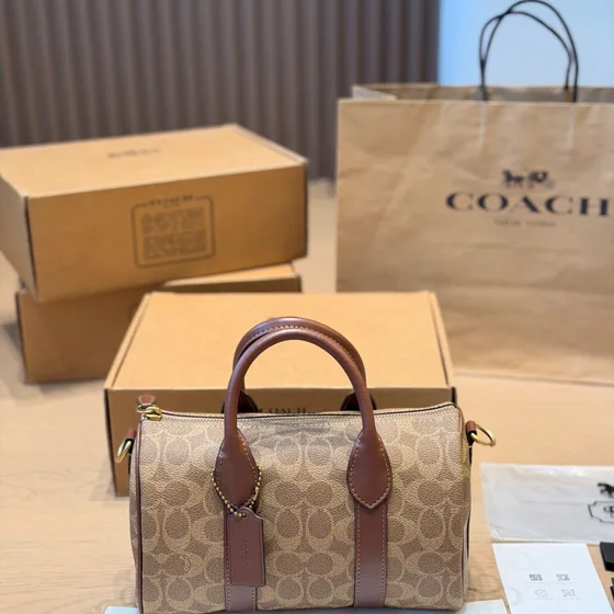 Coach Rowan Satchel Khaki/Braun Henkel