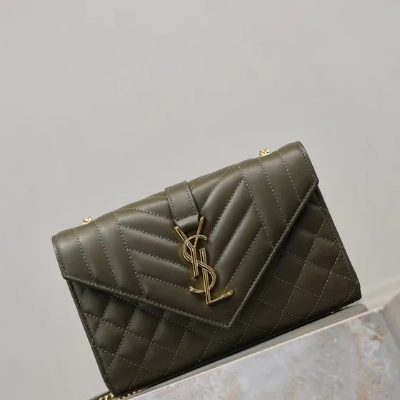 YSL Envelope Chain Bag Army Verde Crossbody