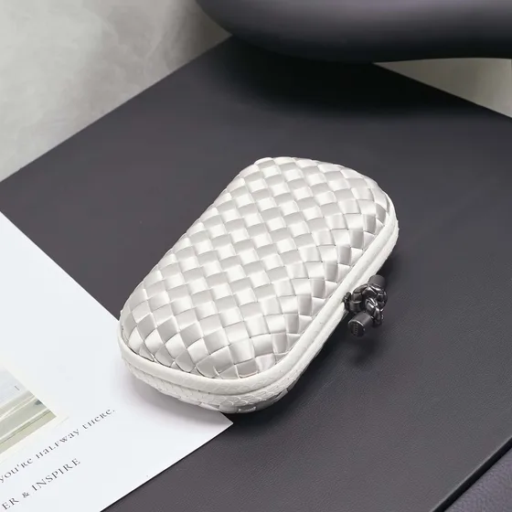 Bottega Veneta Intreccio Knot Clutch Silver Clutch