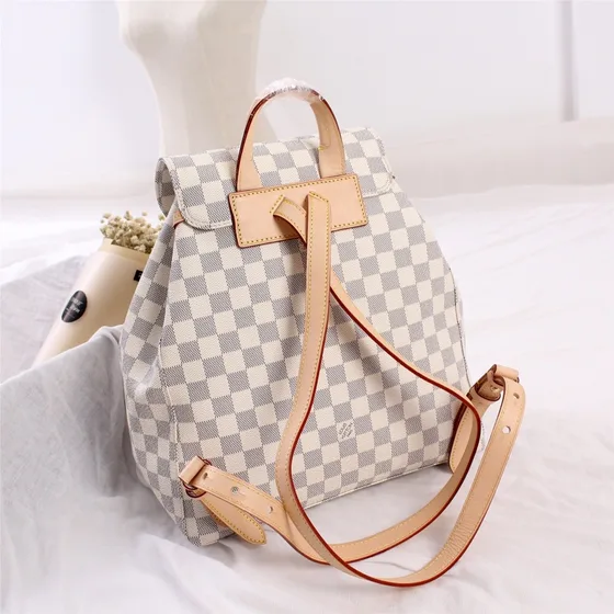 Louis Vuitton Sperone Sac à dos Blanc Gris Checker Sac à dos