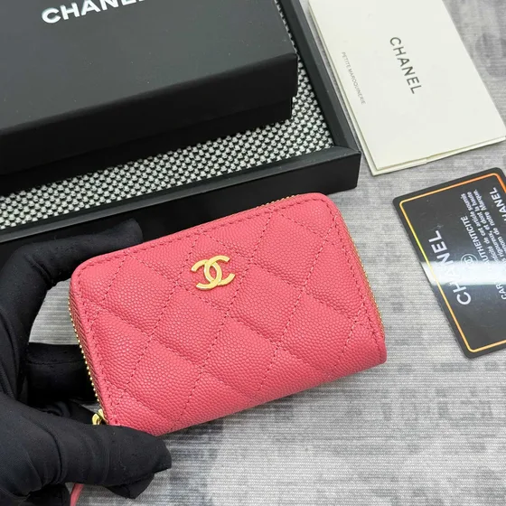 Chanel Classic Zipped Coin Purse Hot Pink Card Holder