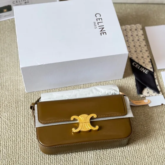 Celine Triomphe Long Сумка на плечо Multi-Color(Caramel/Wine Красный/Light Taupe Сумка на плечо
