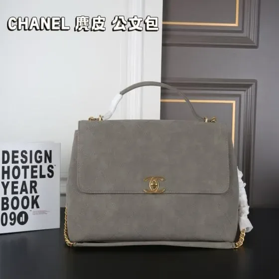 Chanel Business Affinity Flap Bag Gray Top Handle