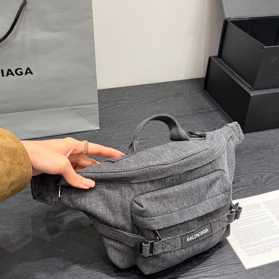 Balenciaga Denim Belt Bag Heather Grey Belt Bag