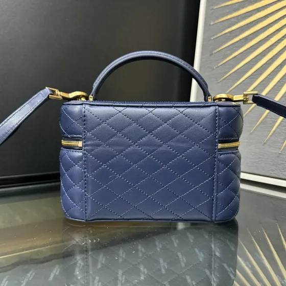 YSL Gaby Mini Vanity Bag Blu navy Blu Manico