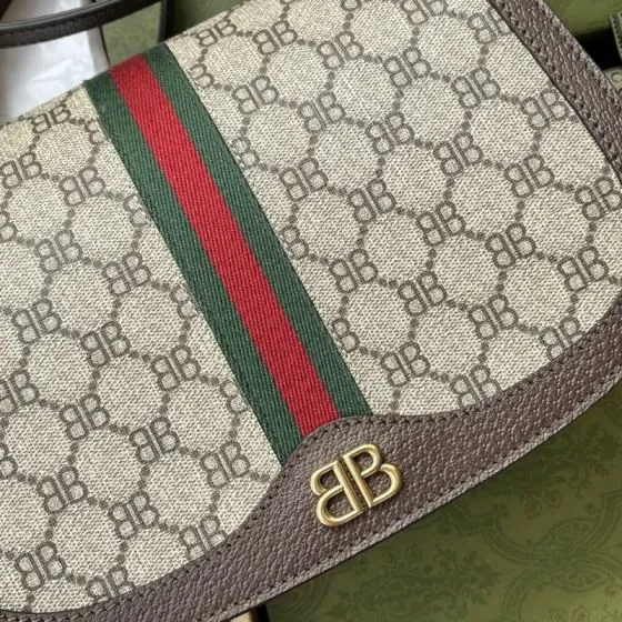 Balenciaga The Hacker Project Bb Monogram Web Bag Beige Brown Crossbody
