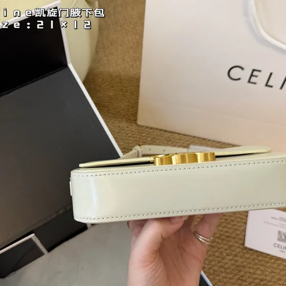 Celine Triomphe Branco 21cm Bolsa de ombro