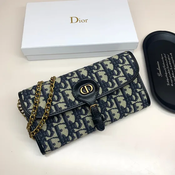 Dior Medium Dior Bobby Chain Etui Beige And Blå Woc