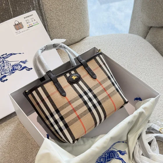 Burberry Mini Vintage Check Tote Beige Tote Bag