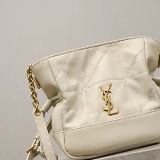 YSL Jamie 4.3 Mini Drawstring Bucket Bag Ivory สีขาว Crossbody