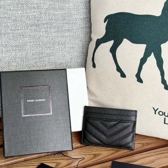 YSL Cassandre Matelassé Card Case أسود Card Holder