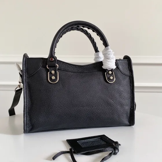 Balenciaga City Small Metallic Edge Handbag Black Top Handle