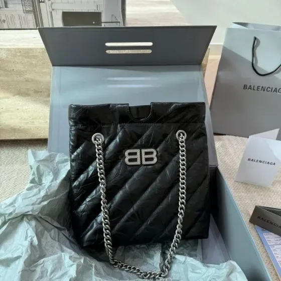 Balenciaga Crush Medium Tote Bag Black Tote Bag