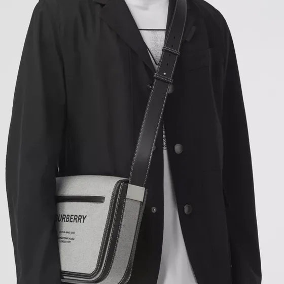 Burberry Horseferry Print Canvas Crossbody Bag Grey Crossbody