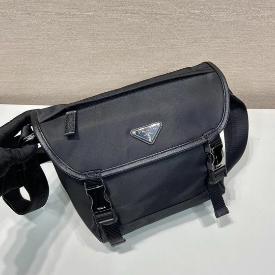 Prada Nylon Messenger Bag Black Crossbody