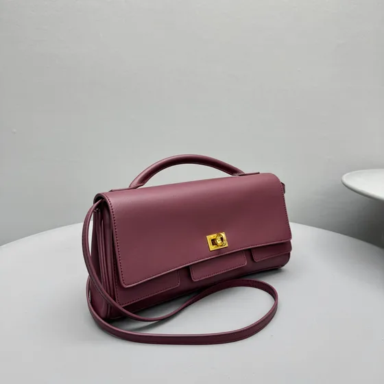 Balenciaga Editor Small Top Handle Bag Dark Pink Top Handle