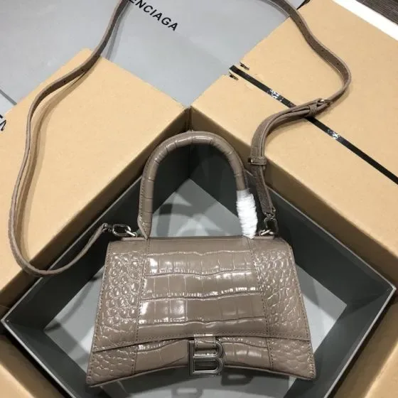 Balenciaga Hourglass Small Top Handle Bag Taupe Top Handle