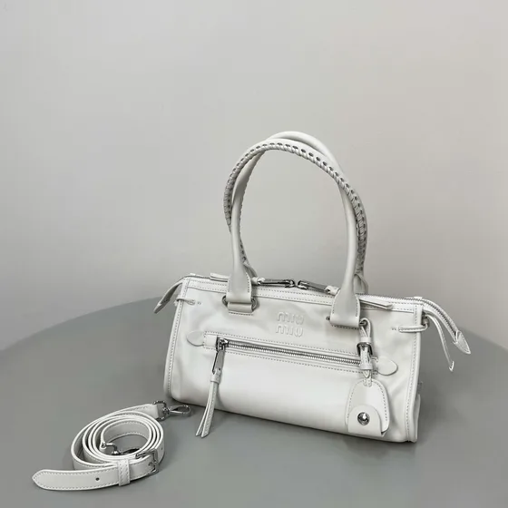 Miu Miu Leather Top Handle Bag White Top Handle