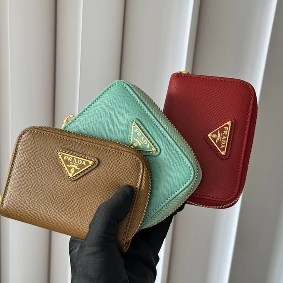 Prada Saffiano Kulit Zip Around Card Case Multi Card Holder