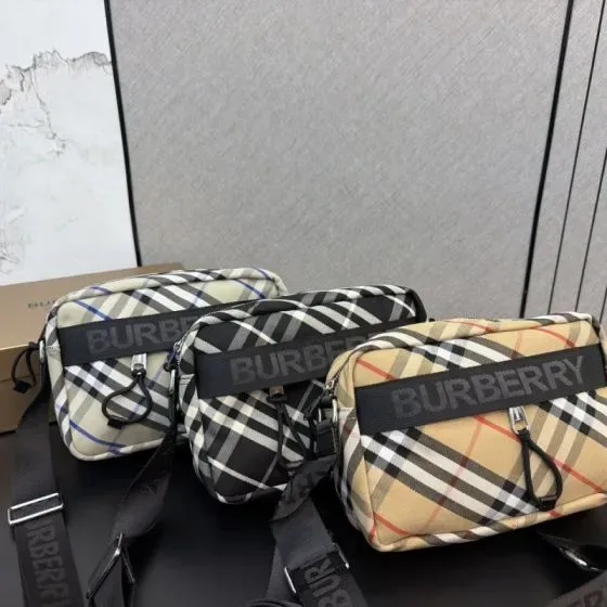 Burberry Check Crossbody Bag Multicolor Beige Black Plaid Crossbody