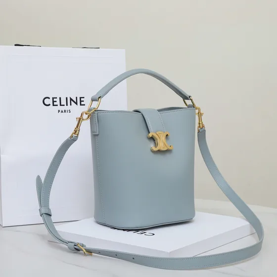 Celine Triomphe Bucket Bag Light Xanh dương Shoulder Bag
