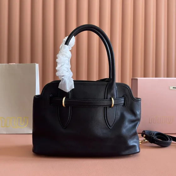 Miu Miu Adventure Nappa Leather Top Handle Bag Black Top Handle